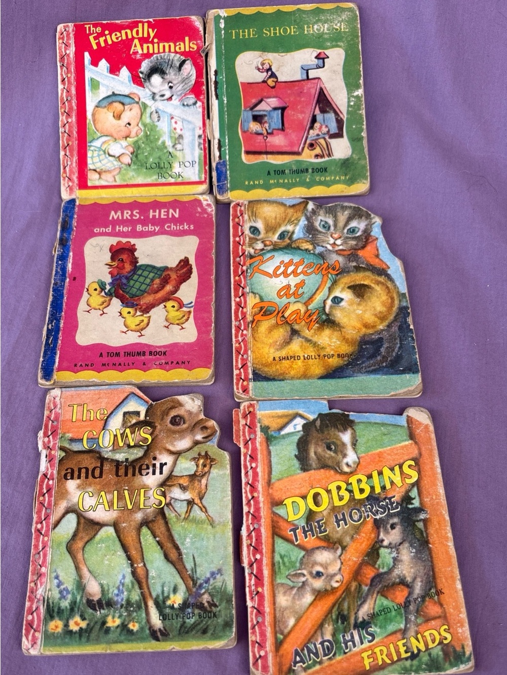 Vintage 1949 lot of 6 Tiny Little children's Books Miniature MCM nostalgic retro